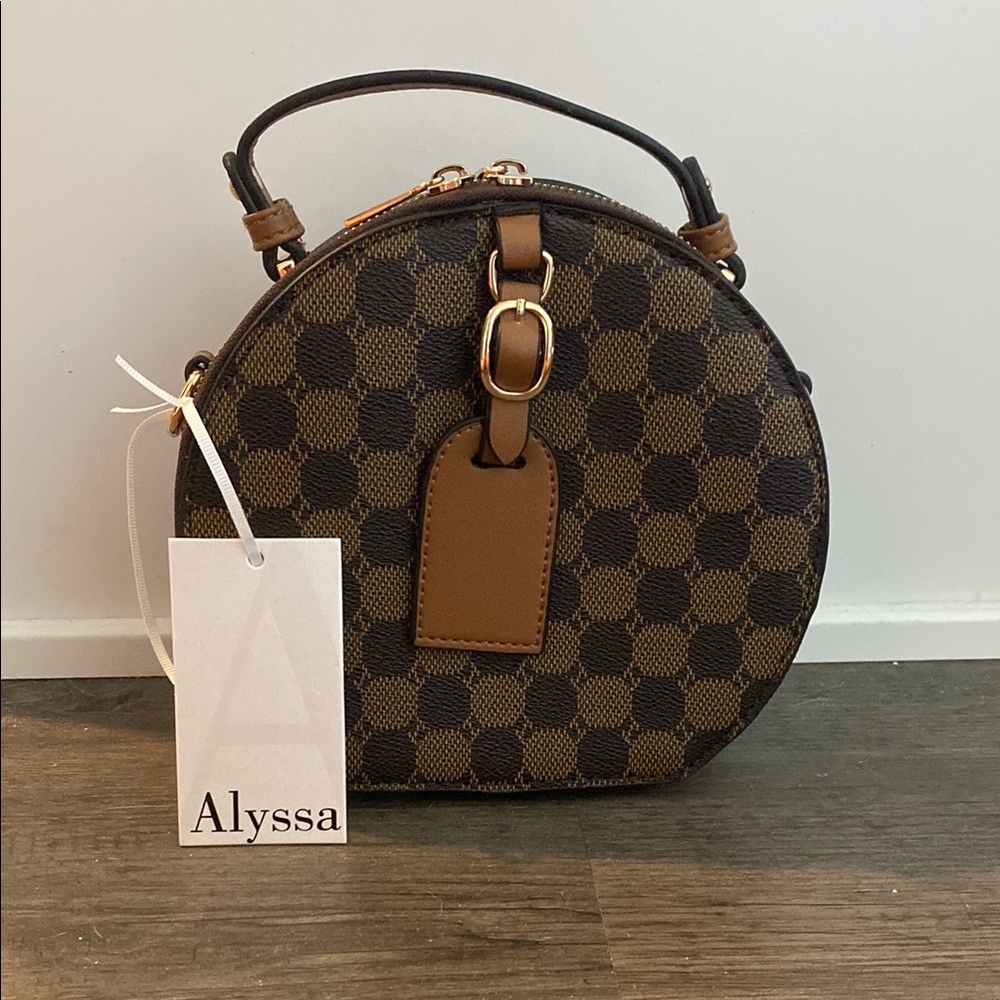 Alyssa Brown and Black Checkered Mini Bag